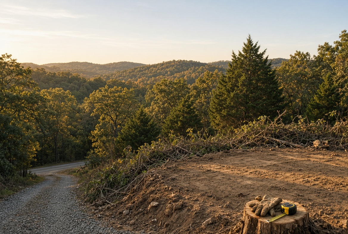 Illustrative Ozarks cleared home site. Not the Triplett property.